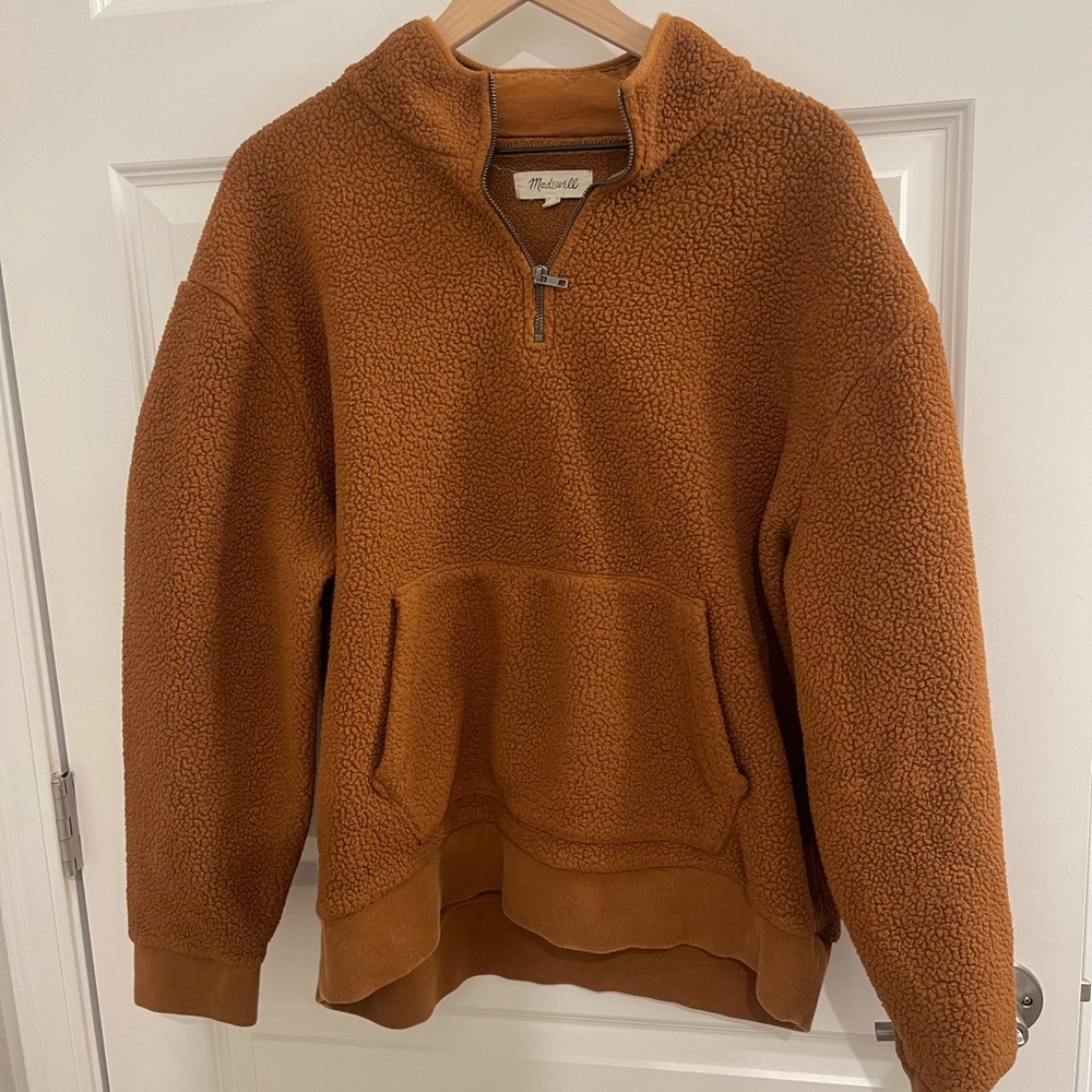 Madewell Men's Burnt Orange Quarter-Zip Fleece